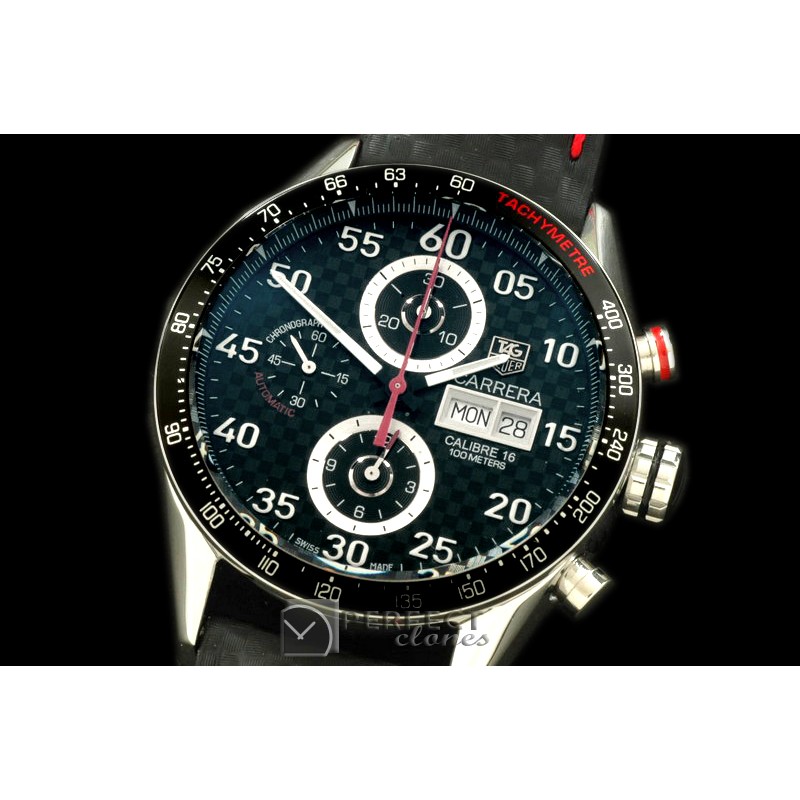 TGCA00127 Carrera 43mm Limited Ed Chrono SS/LE CF Blk A-7750