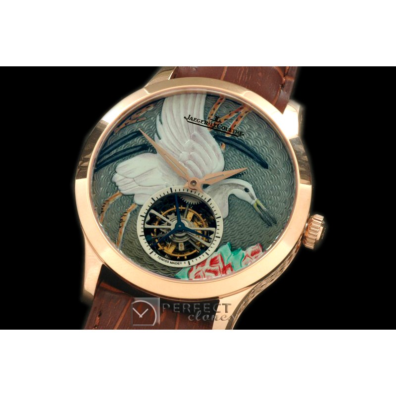 JL00063A Porcelian Crane Tourbillon RG/LE Green Flying Tourbillo
