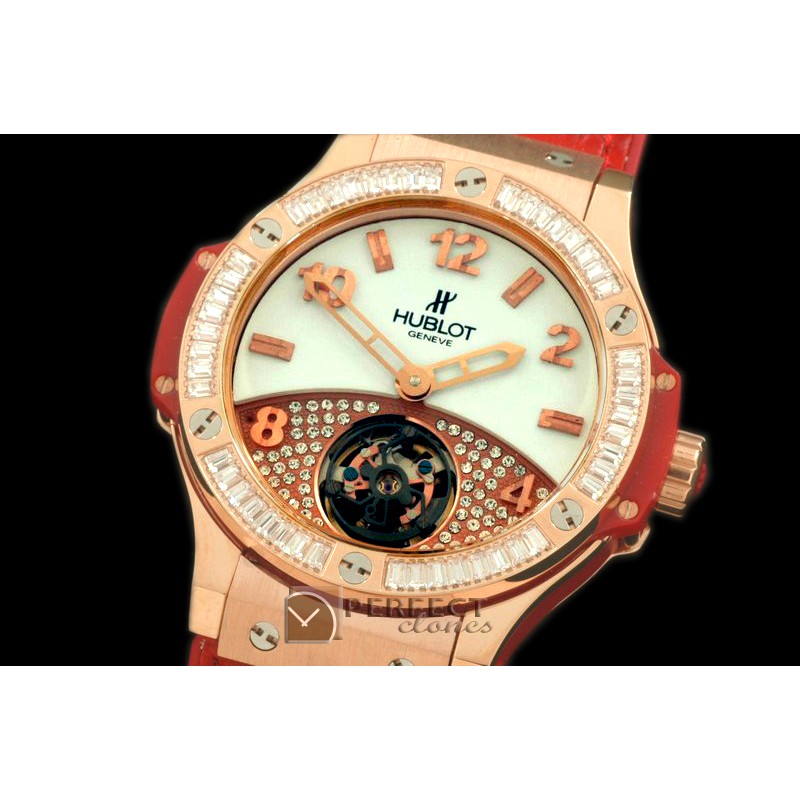 HB41-10203 Tourbillon Pave 41mm RG/Sq Red/Diam/LE Aspen White