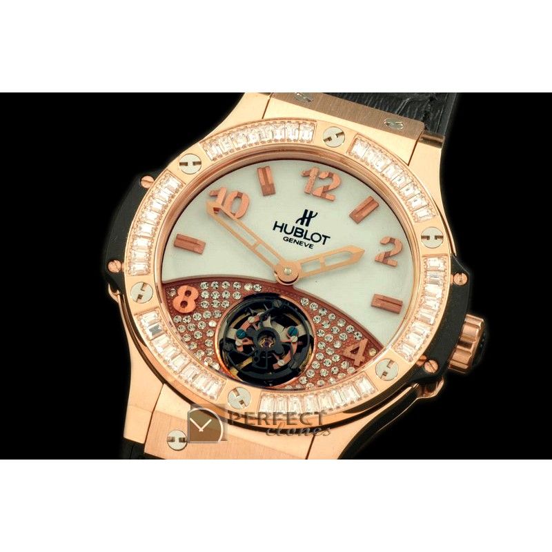 HB41-10202 Tourbillon Pave 41mm RG/Sq Blk/Diam/LE Aspen White