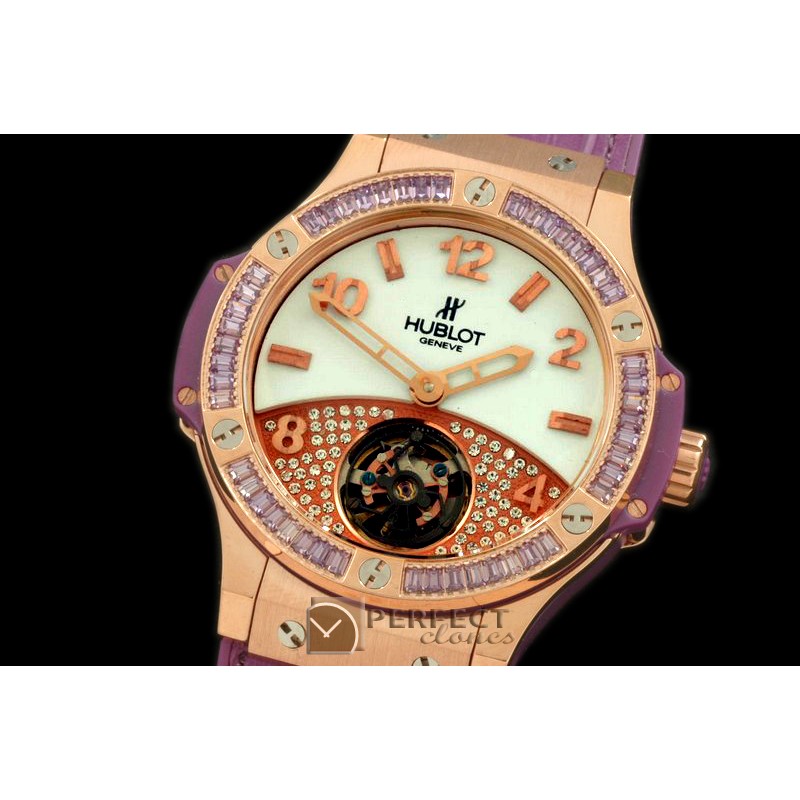 HB41-10228 Tourbillon Pave 41mm RG/Sq Violet/Diam/LE Aspen White