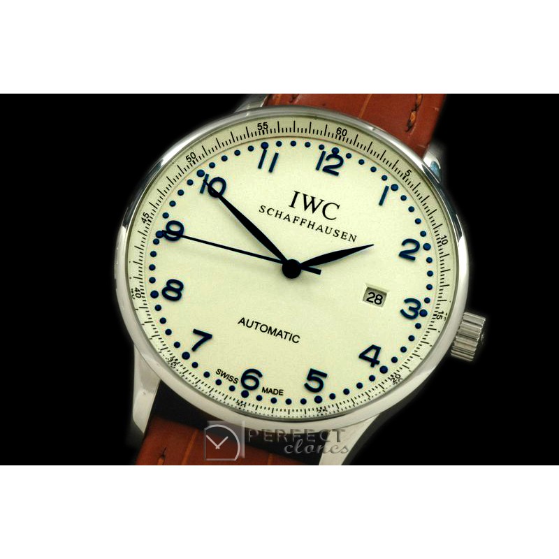 IWPAT10002 Portugese Automatic SS/LE White/Blue Num Asia 2813