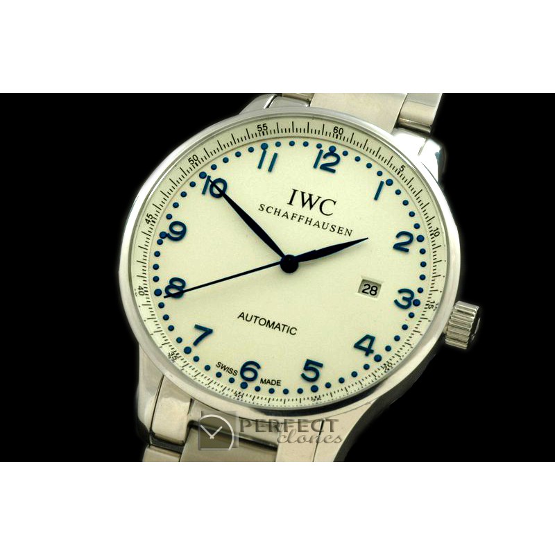 IWPAT10002S Portugese Automatic SS/LE White/Blue Num Asia 2813