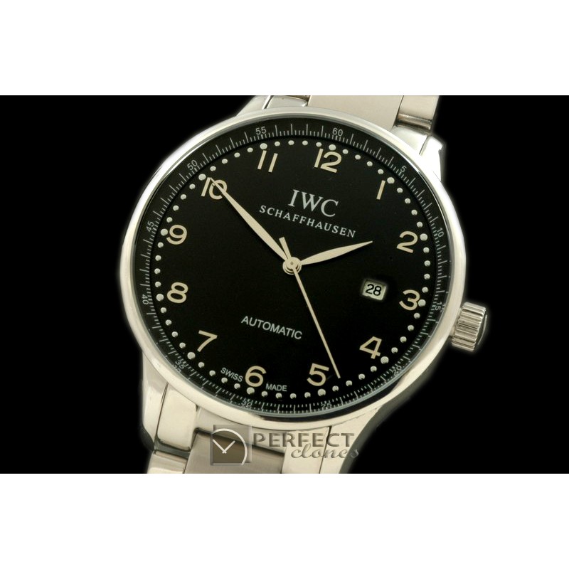IWPAT10004S Portugese Automatic SS/LE Black Num Asia 2813