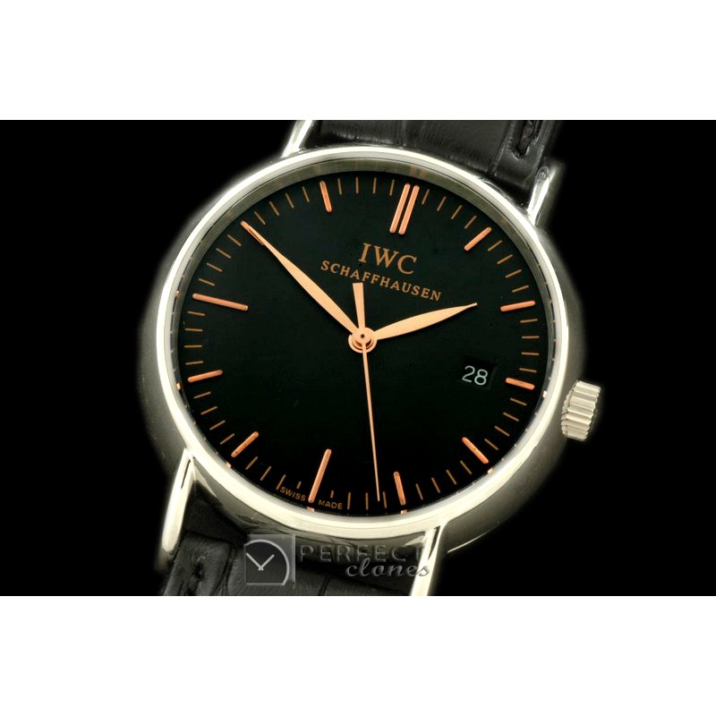IWPTL10004 Portifino Ladies SS/LE Black/R-Gold Sticks Swiss Qtz
