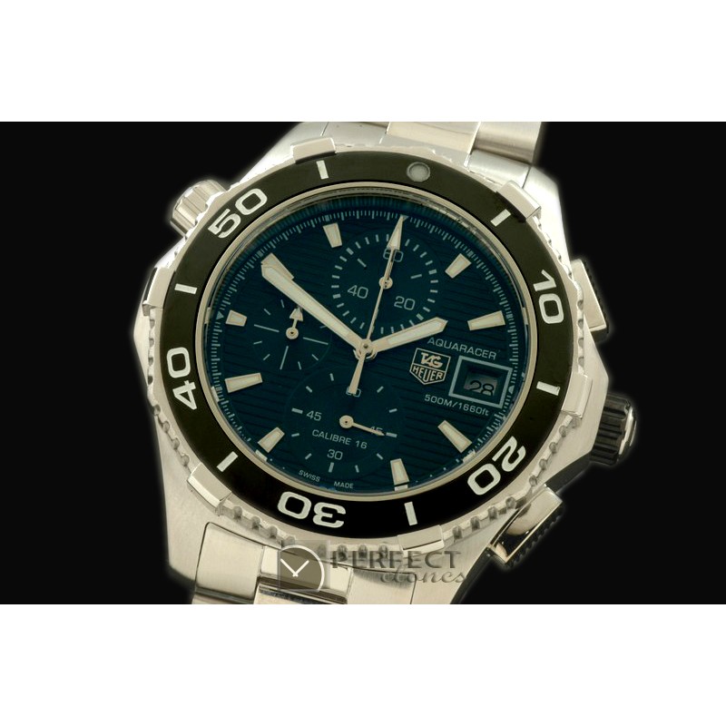 TGAQ10012 Aquaracer 500m Chrono SS/SS Black Jap Qtz Chrono