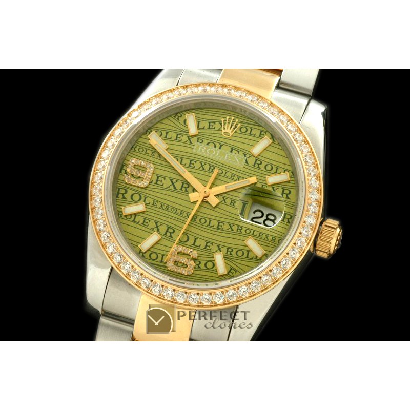 RDJMT00113D SS/YG TT Khaki Asian 2813 - Real Diamonds