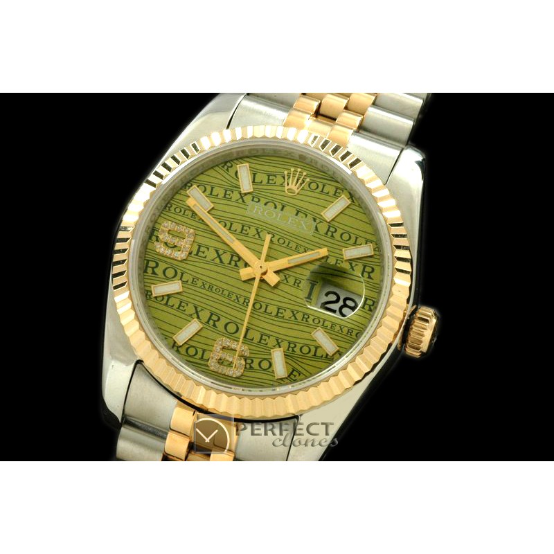 RDJMT00053 SS/YG TT Khaki Swiss Eta 2836/3135-Real Diamonds