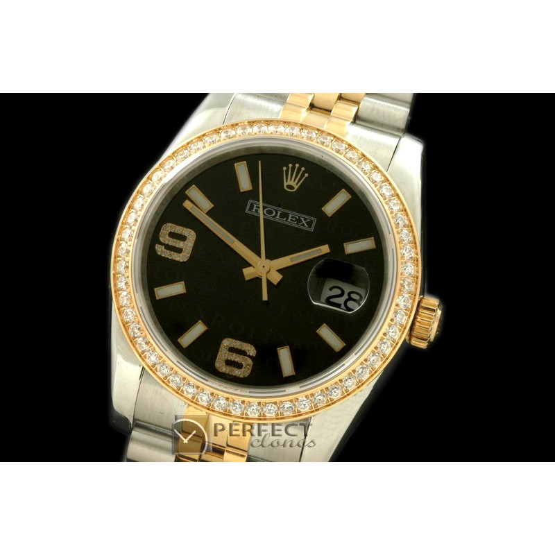 RDJMT00055AD SS/YG TT Black Asian Eta 2836/3135-Real Diamond