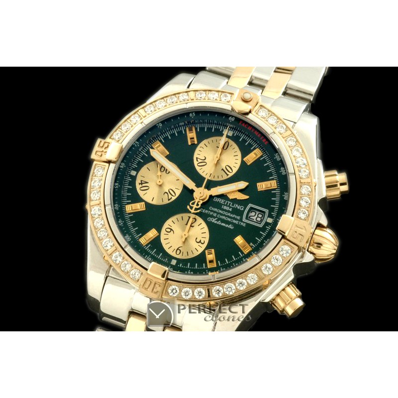 BLEVB00206 Chronomat Evo SS/YG Green Sticks A-77528800