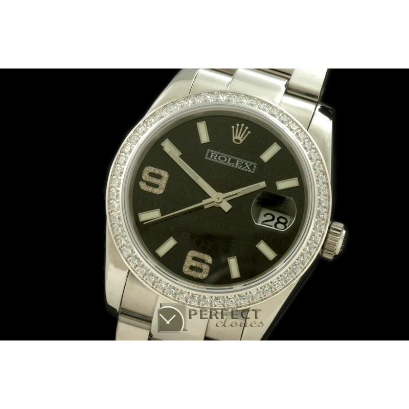 RDJMS00015D SS/SS OYS Black Swiss 2836 - Real Diamonds