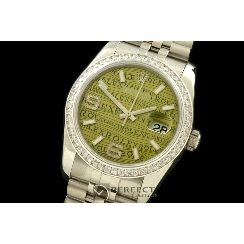 RDJMS00033D SS/SS JUB Khaki Swiss 2836 - Real Diamonds