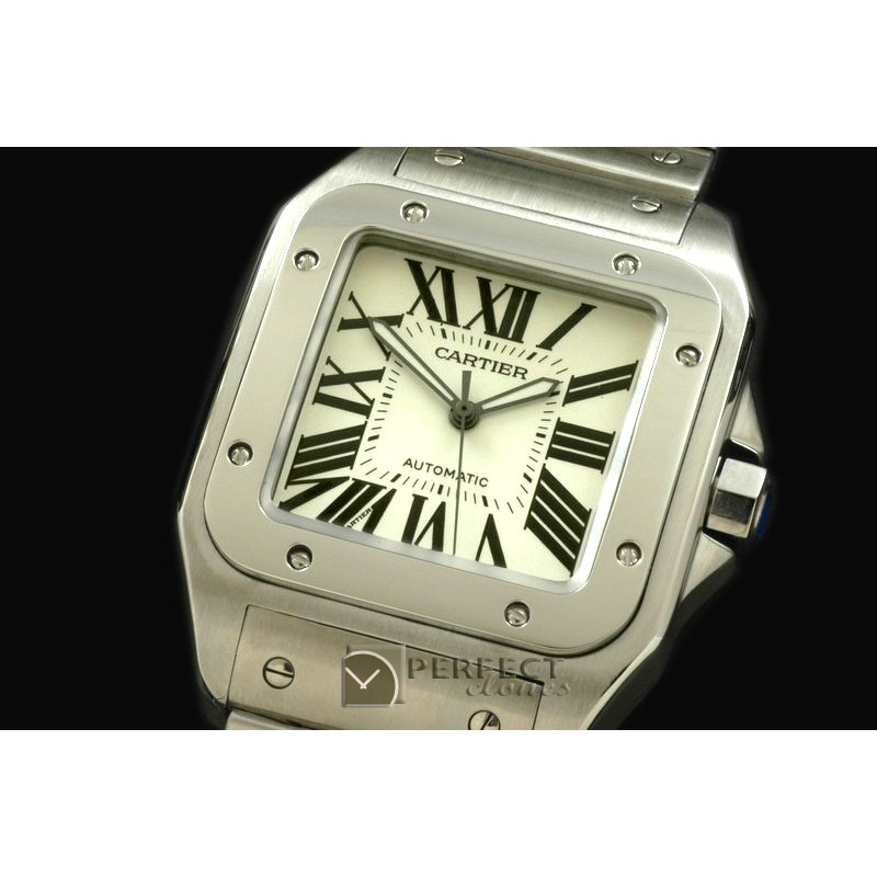 CARS00111 Men Santos 100 SS/SS White Asian Eta 2824-2
