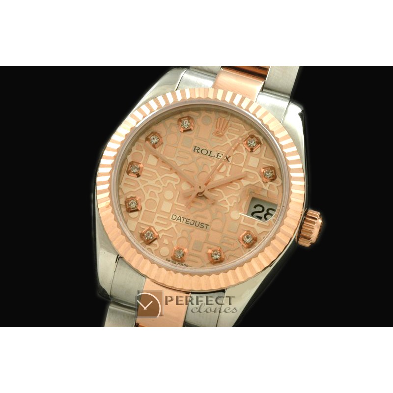 RDJmRT10019B SS/RG Oyster R-Gold Diam Swiss 2688/2355