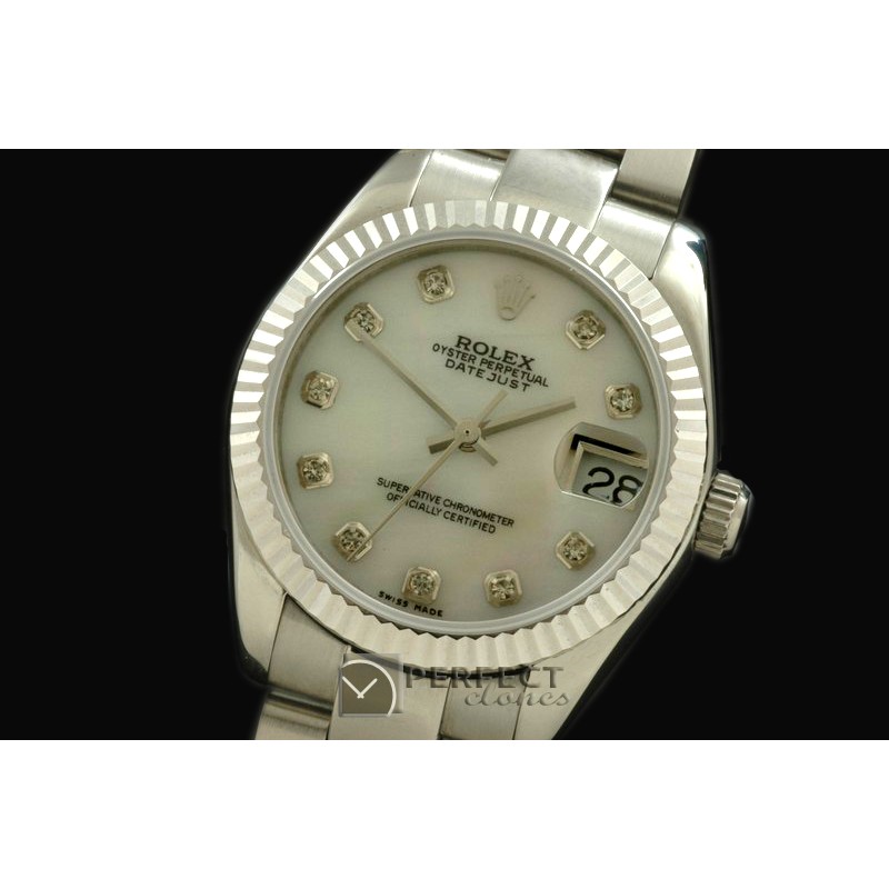 RDJmS10006B SS Oyster M-Wht Diam Swiss 2688/2355