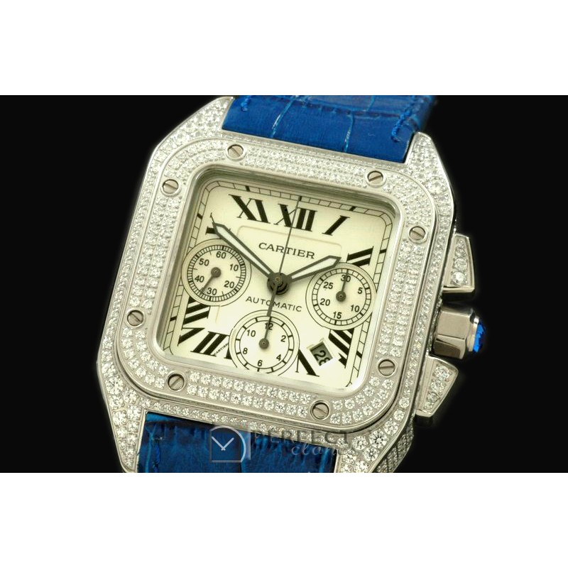 CARS01009BL Santos 10Chrono SS/Diam Men Asia 77528800b