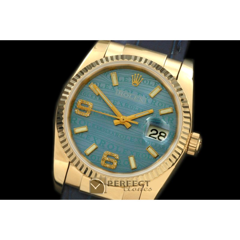 RDJMF00012 YG/LE Blue Swiss Eta 2836/3135-Real Diamonds