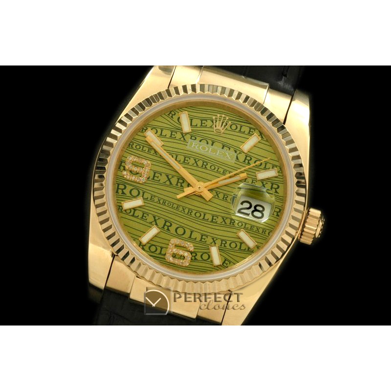 RDJMF00013 YG/LE Khaki Swiss Eta 2836/3135-Real Diamonds