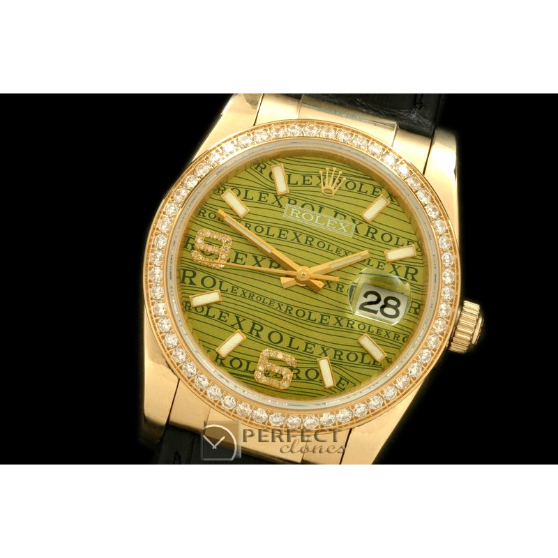 RDJMF00013D YG/LE Khaki Swiss Eta 2836/3135-Real Diamonds