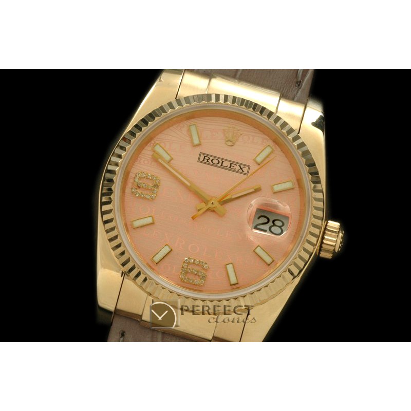 RDJMF00014 YG/LE Salmon Swiss Eta 2836/3135-Real Diamonds