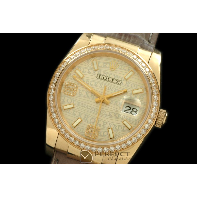 RDJMF00011D YG/LE Champagne Swiss Eta 2836/3135-Real Diamonds