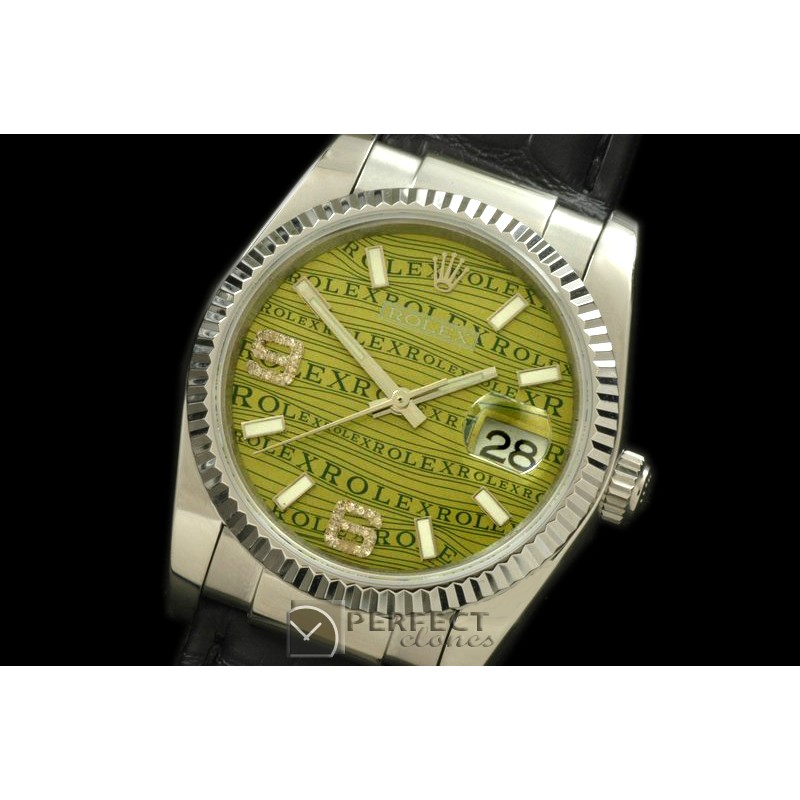 RDJMS00043 SS/LE Khaki Swiss Eta 2836/3135-Real Diamonds