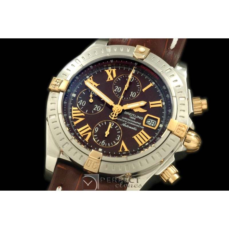 BLEV00224L Chronomat Evo SS/YG/LE Brown Roman A-77528800