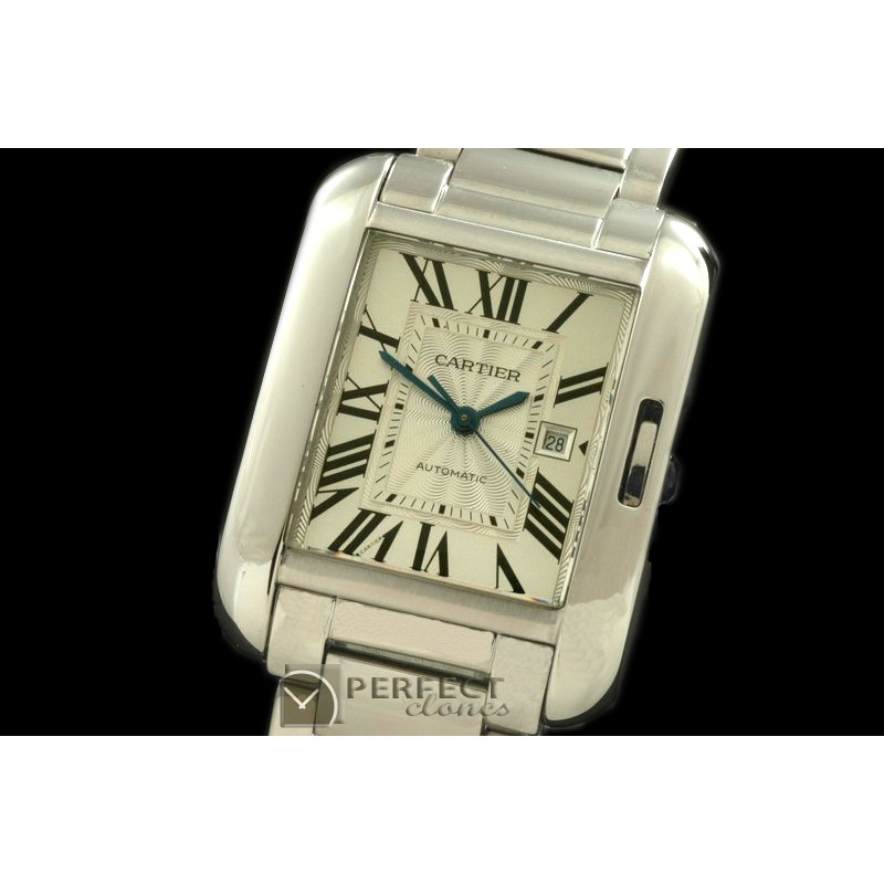CARTA00101 Tank Anglaise Mid SS/SS White Swiss Eta 2671