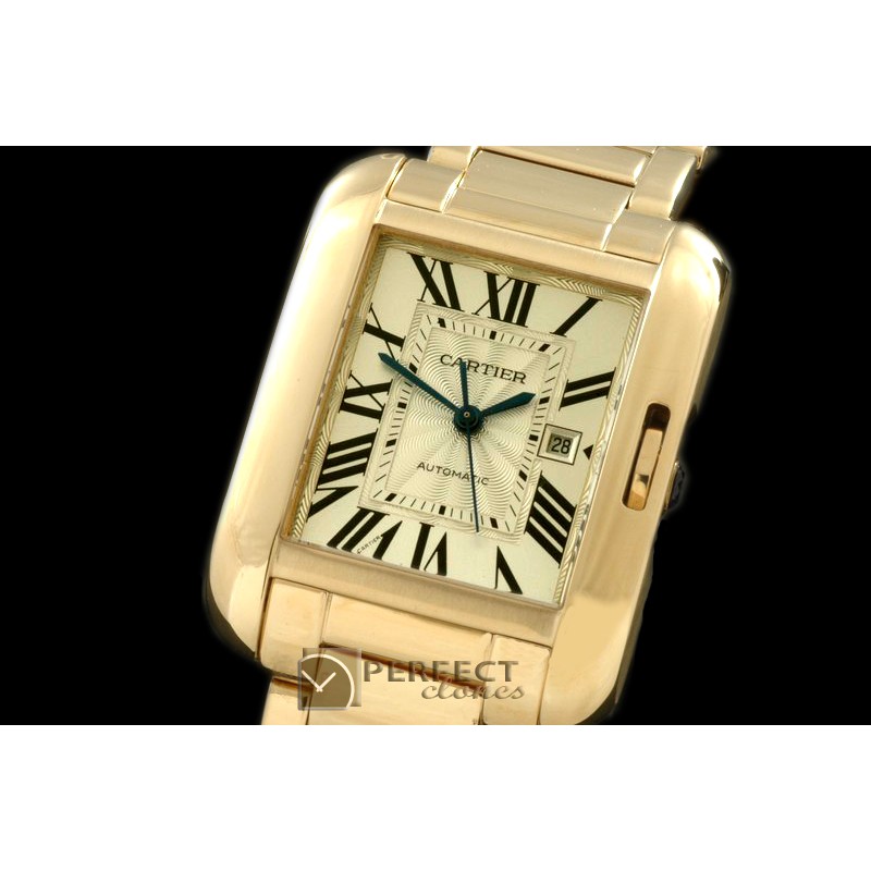 CARTA00106 Tank Anglaise Mid YG/YG White Swiss Eta 2671