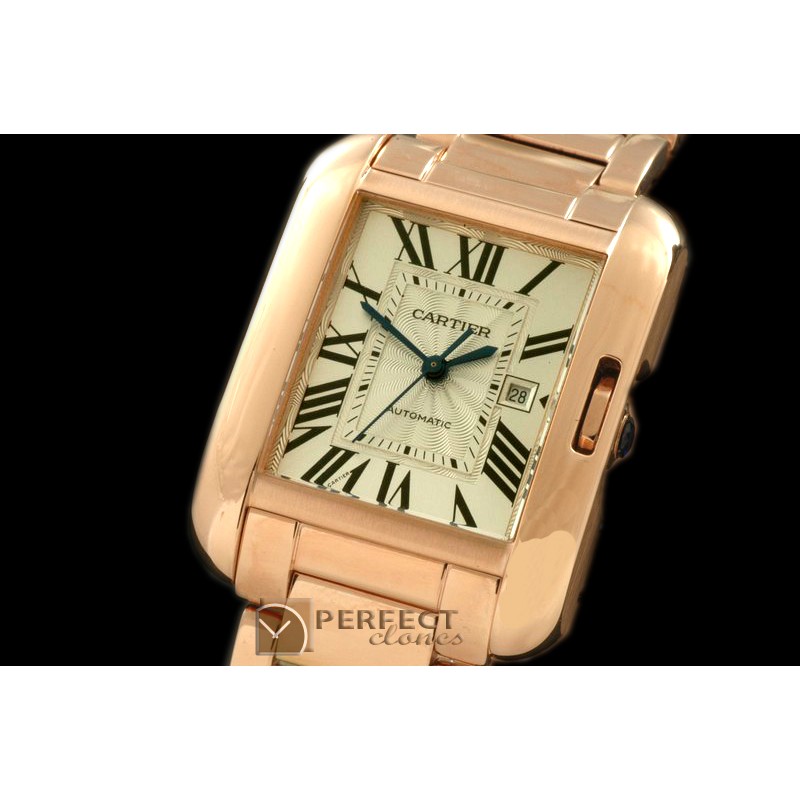 CARTA00111 Tank Anglaise Mid RG/RG White Swiss Eta 2671