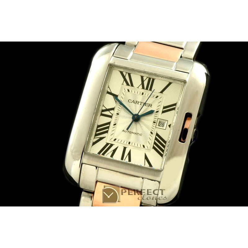 CARTA00104 Tank Anglaise Mid SS/YG White Swiss Eta 2671