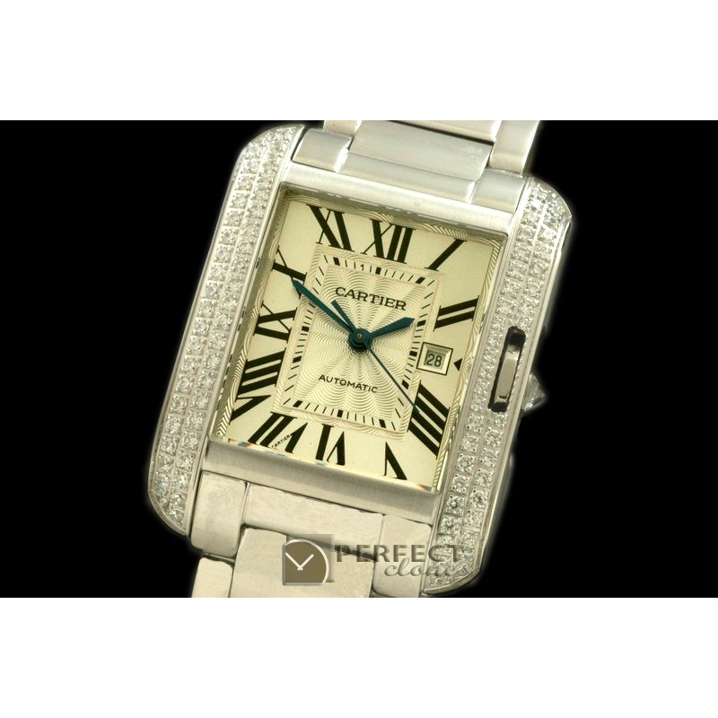 CARTA00101D Tank Anglaise Mid SS/SS White Swiss Eta 2671