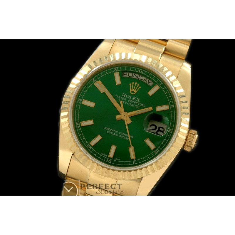 RLDDF60004 DayDate Fluted Green YG/YG Asian 2836