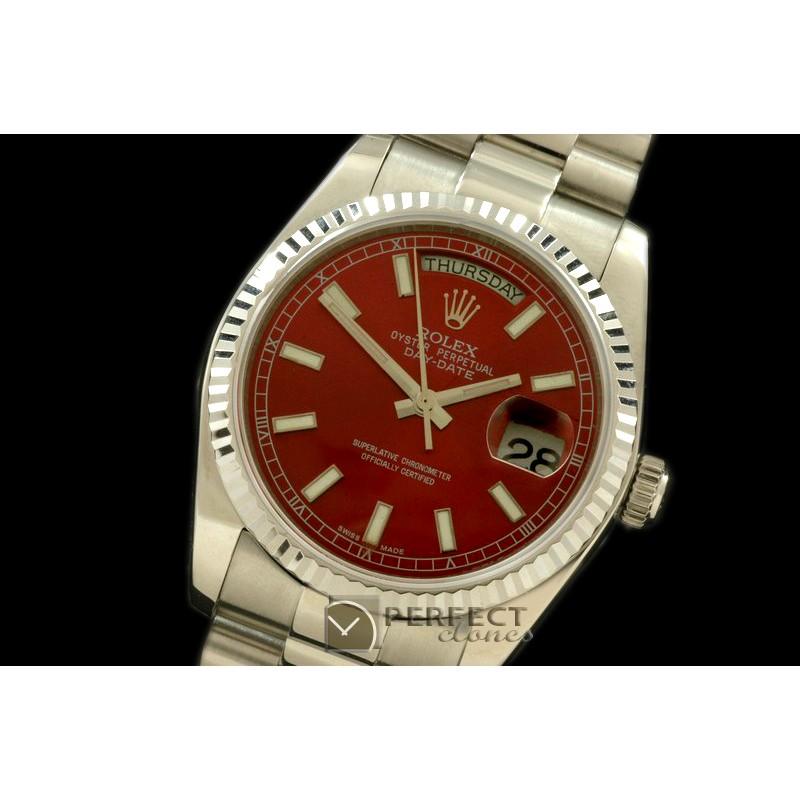 RLDDS60105 DayDate Fluted Burgundy SS/SS Asian 2813