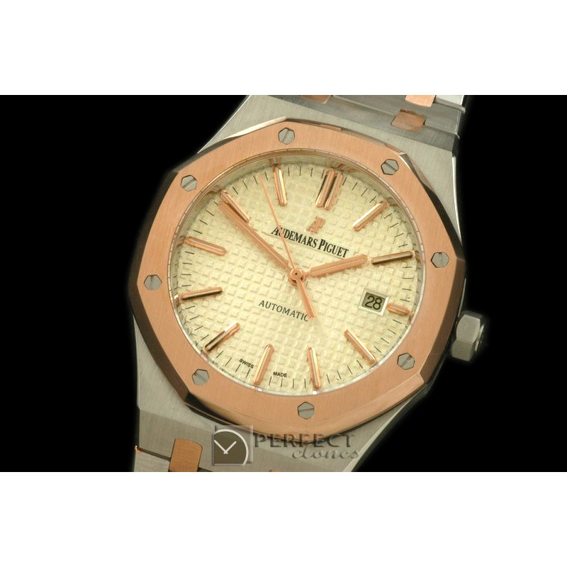 AP15400-121 Royal Oak 1540SS/RG White Swiss 2824