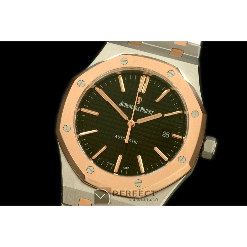 AP15400-122 Royal Oak 1540SS/RG Black Swiss 2824
