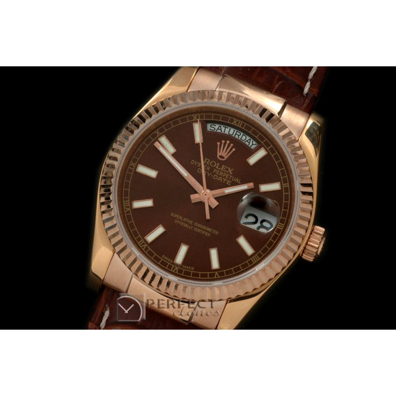 RLDDR60003L DayDate Fluted Brown RG/LE Asian 2836