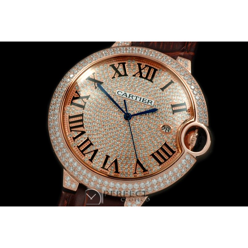 CARBA00036 Ballon De Cartier Men RG/LE Diam Asian Eta 2892