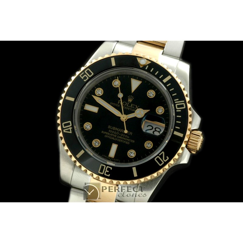 RLST00005W 116613 Black 14K TT/Diam Sub Swiss 2836/313