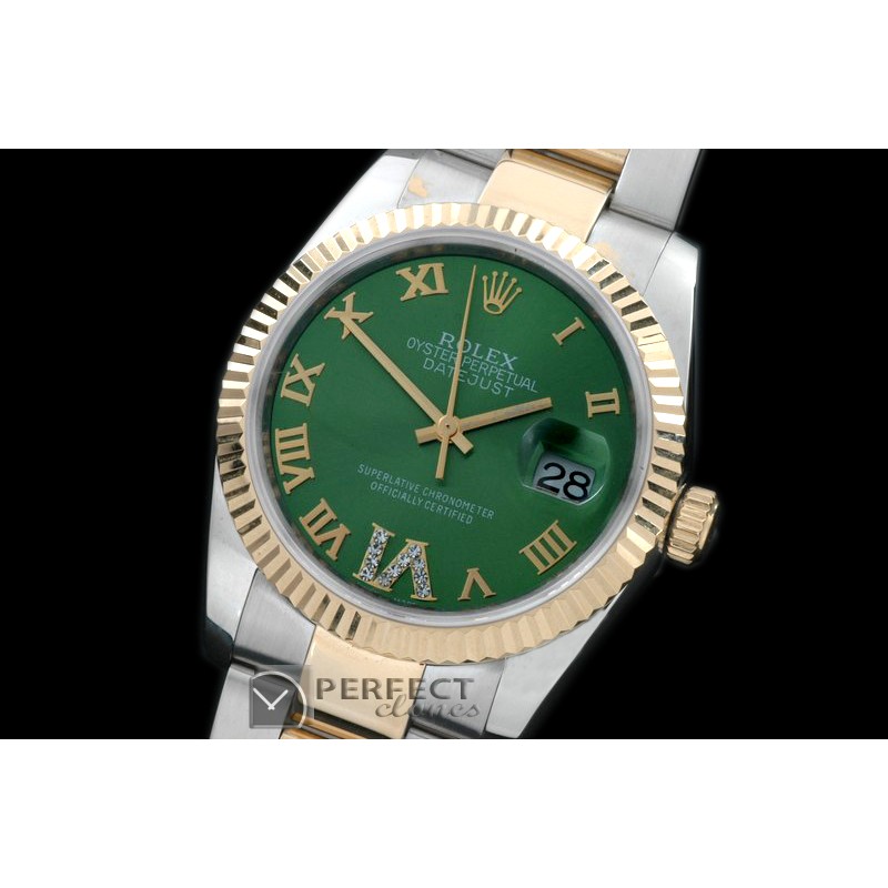 RDJMT00502 SS/YG Oyster Green Roman/Diam 2836