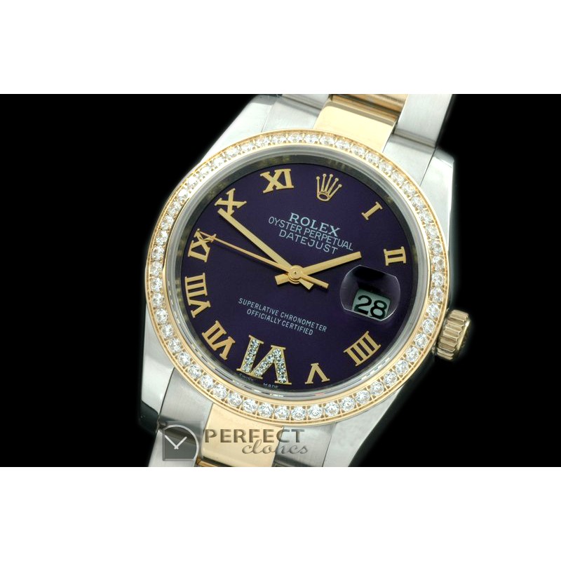 RDJMT00501D1 SS/YG Oyster Purple Roman/Diam 2836