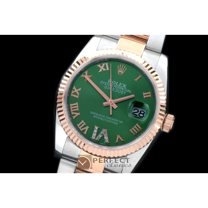 RDJMTR00502 SS/RG Oyster Green Roman/Diam 2836
