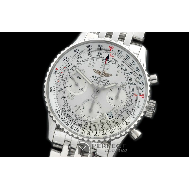 BLNV00706 Navitimer SS/SS Wht Num 7750