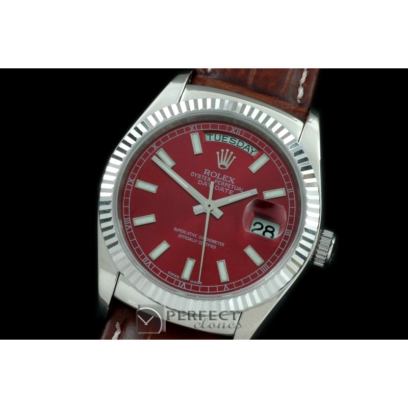 RLDDS60005L DayDate Fluted Burgundy SS/LE Asian Eta 2836