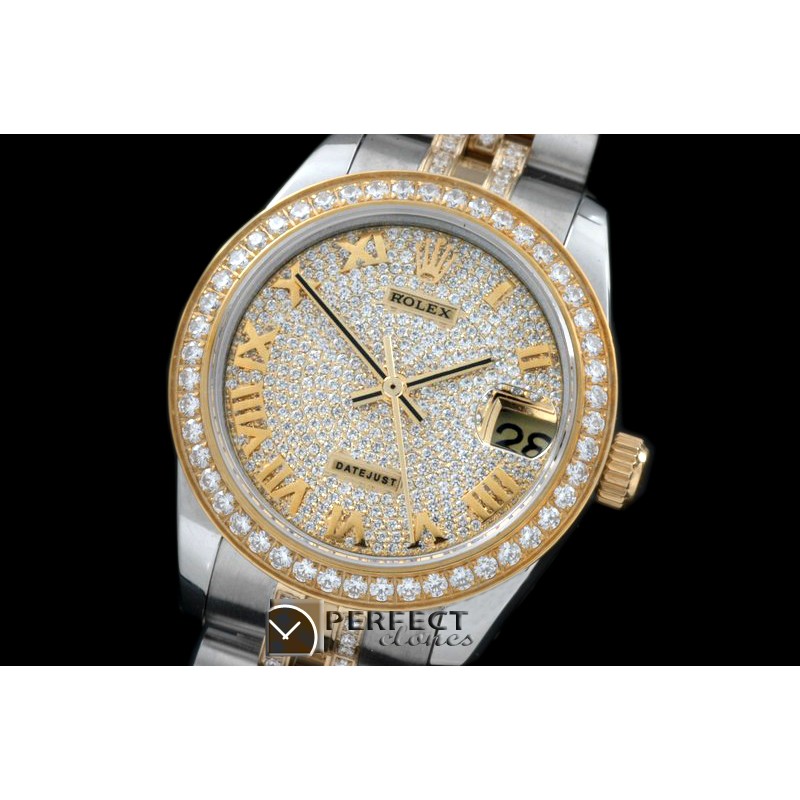 RDJmT50011 SS/YG Jubilee Diam Roman Asian 2836