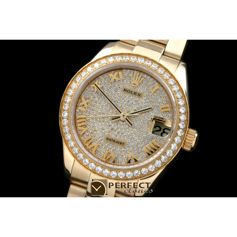 RDJmF50003 YG Oyster Diam Roman Asian 2836