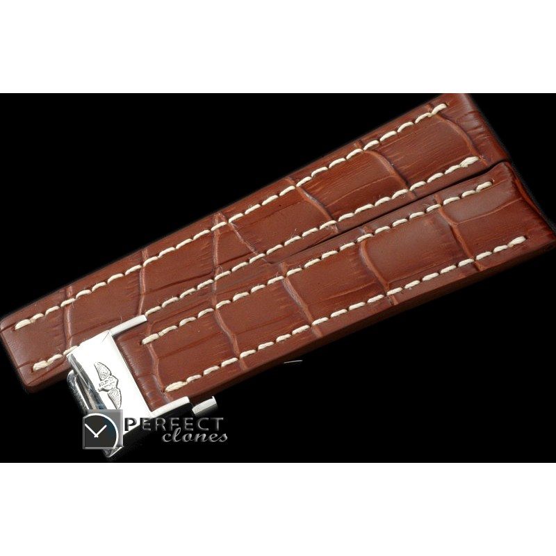 BLA00101 Leather strap Brown W/Deployant - For 42 - 45mm watche
