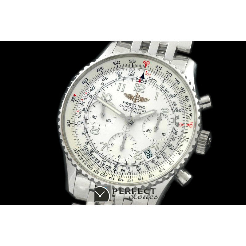 BLNV00606 Navitimer SS/SS Wht Num 7750