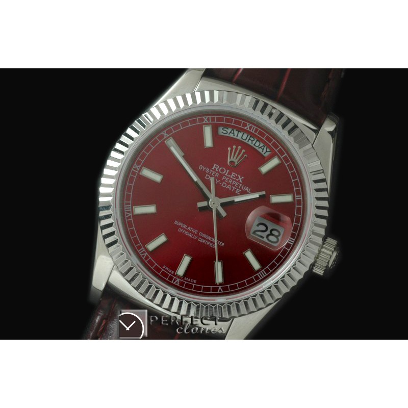 RLDDS60105L DayDate Fluted Burgundy SS/LE Asian 2813
