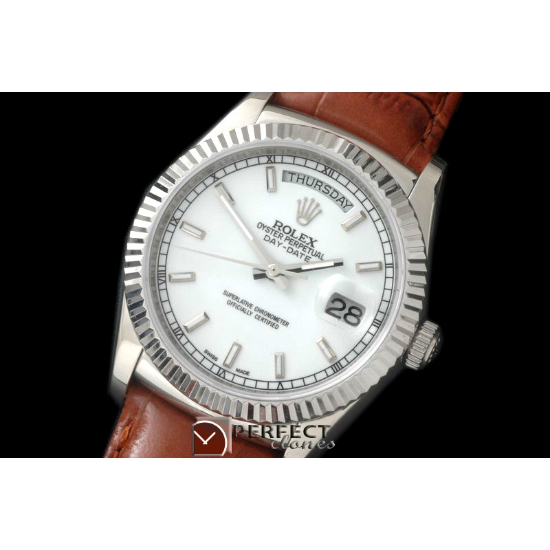 RLDDS60001L DayDate Fluted White SS/LE Asian Eta 2836